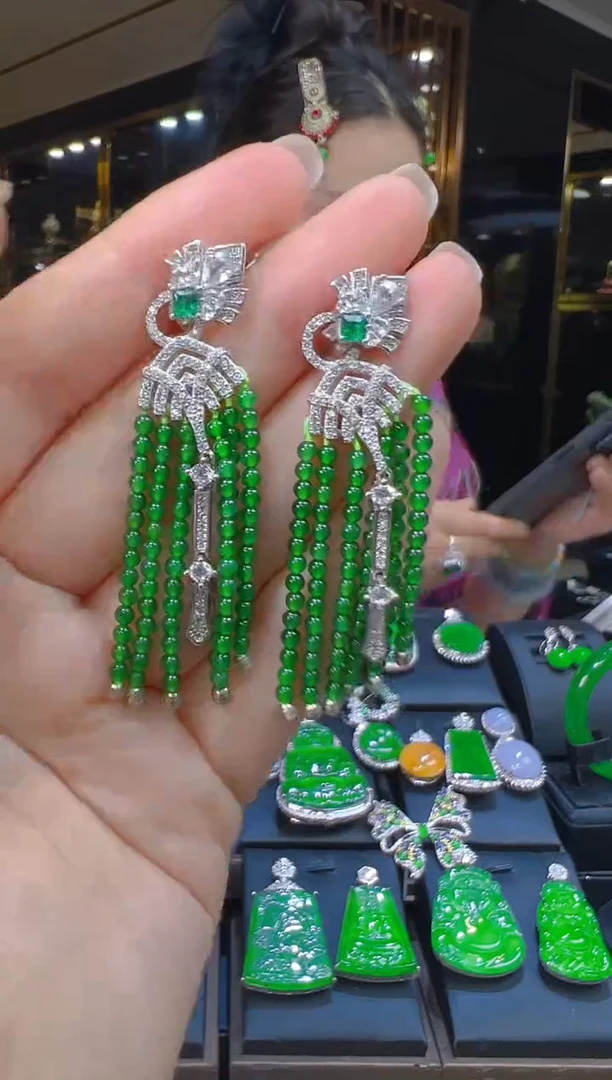 银S925镶嵌翡翠耳饰116（多样性发其一）