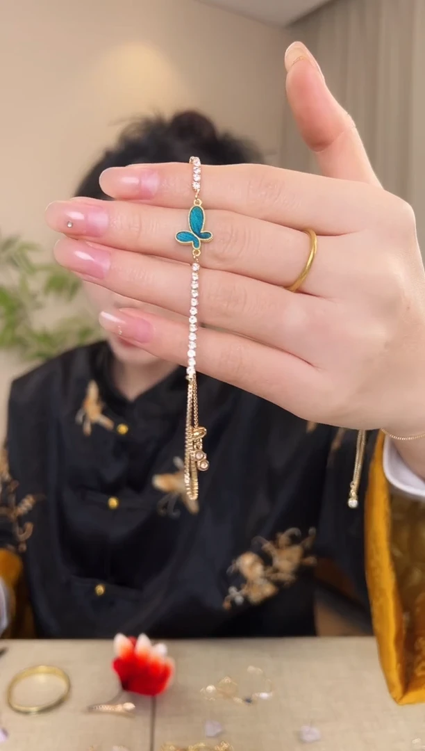 刺绣金*～仿点翠蝴蝶手链