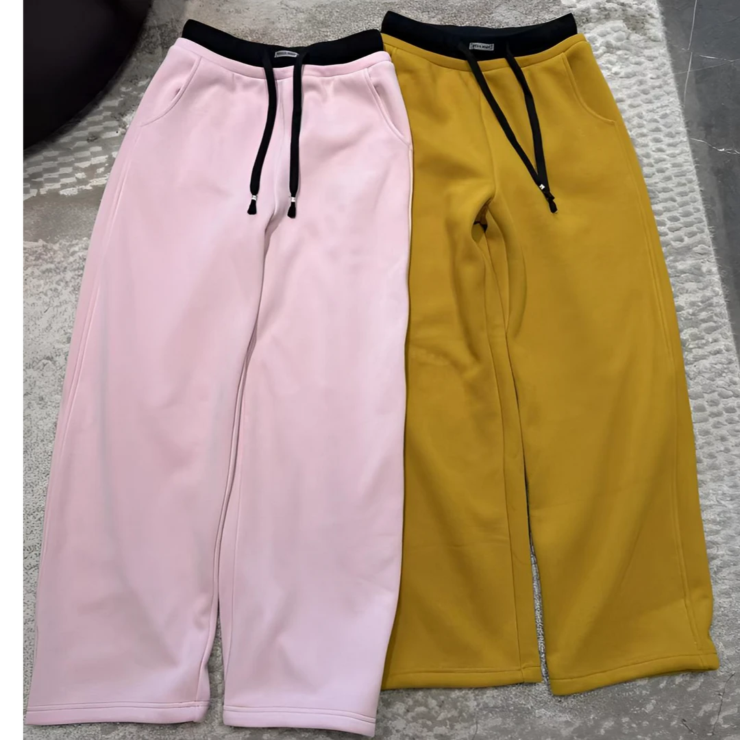 2025时尚撞色腰德绒显瘦卫裤