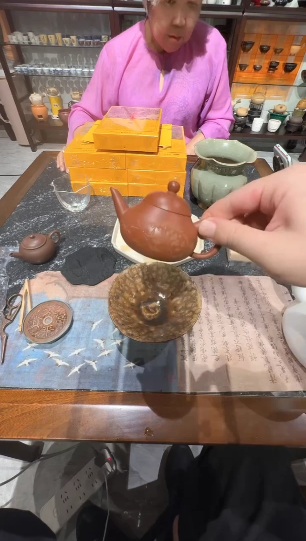 闪购链接@@鱼刻直壶+渣胎壶承+四杯+六角壶承