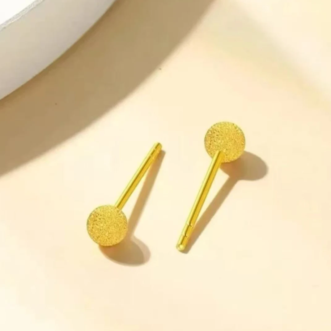 【松老板】18K金磨砂球球耳饰配件 赠耳堵