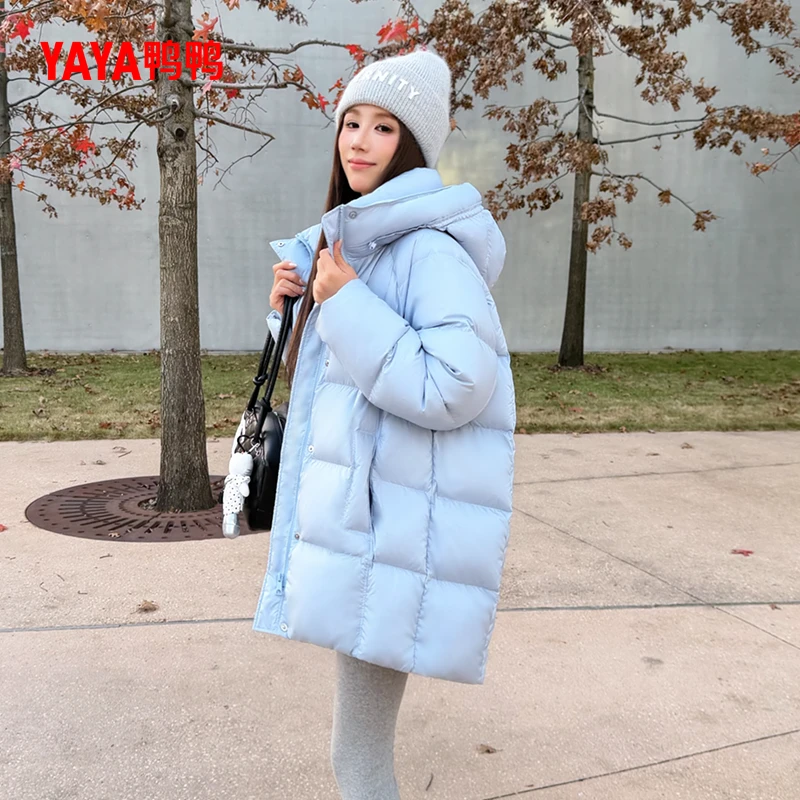 YAYA/鸭鸭2025冬季新款中长款休闲时尚百搭加厚羽绒服外套1336