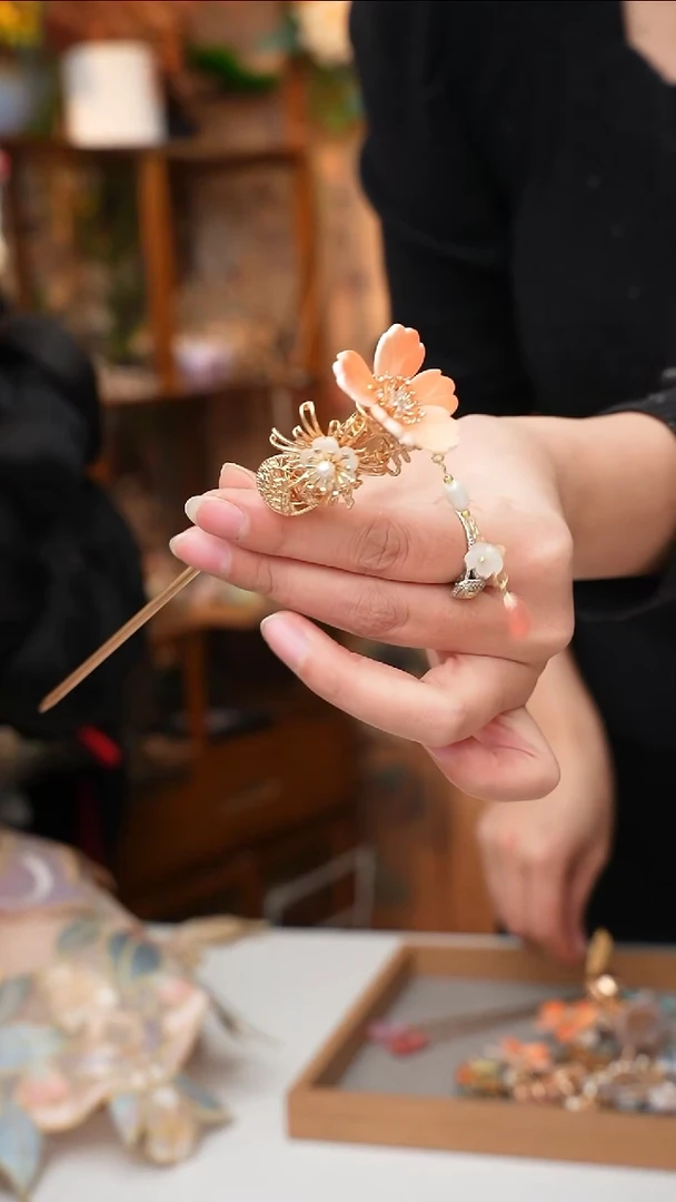 铜合金无锦簪阁绒花孤孤