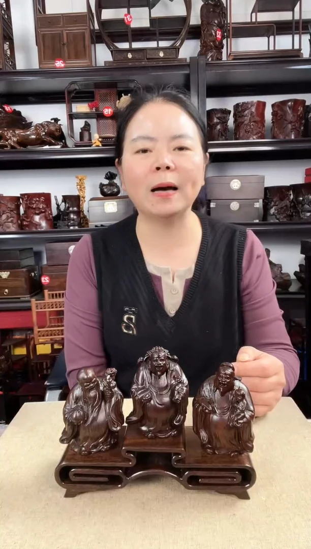木三连+福禄寿老李红木工艺品