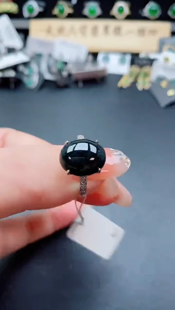 银S925镶嵌戒指翡翠1