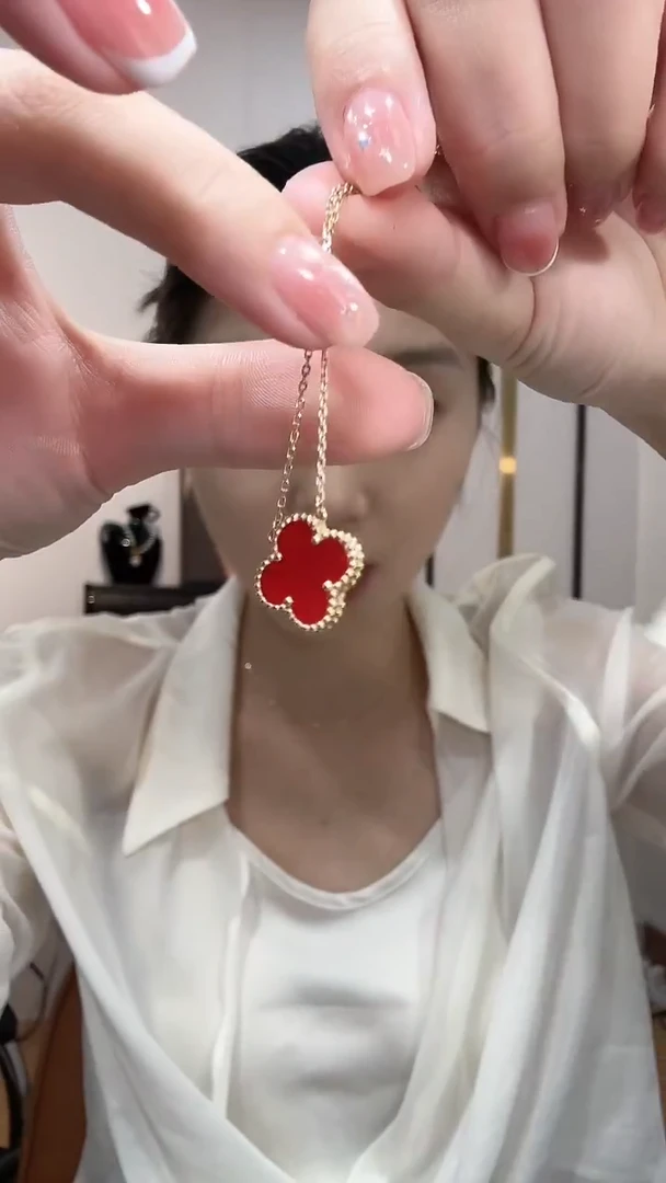 玛瑙/玉髓套链18K金镶嵌红色k黄单花套链GHJ