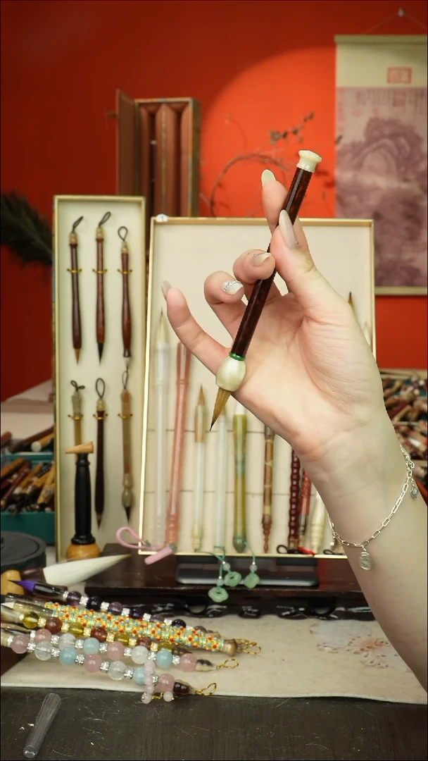 345号闪孤品高货毛笔链接 清水试笔 蘸墨不退