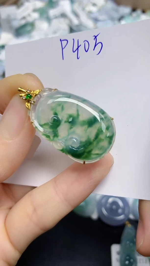 颈饰18K金镶嵌翡翠天然缅甸翡翠A货翡翠百元以上9元证书费自理