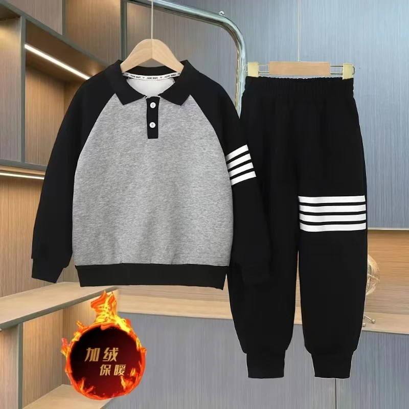608男童学院风POLO套装新款休闲时尚春秋季儿童运动长袖两件套