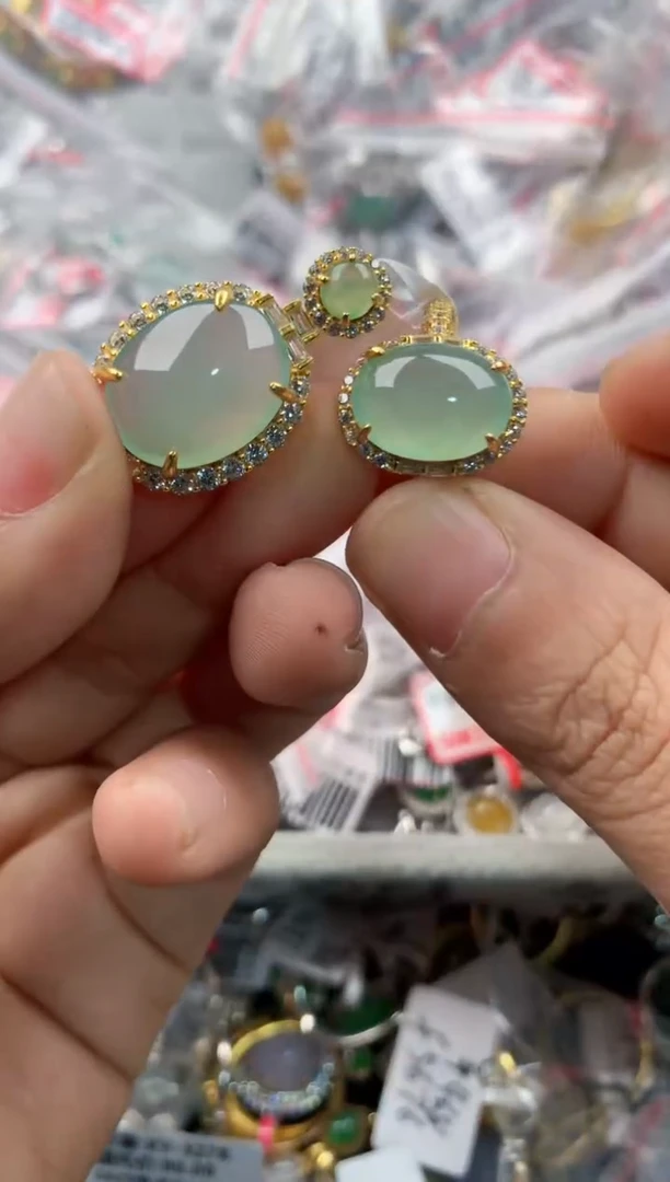 银S925镶嵌戒指翡翠444            2