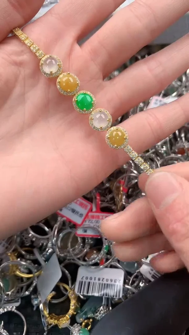 银S925镶嵌戒指翡翠8  4