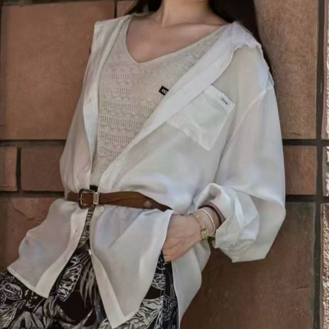 FIZZFLY 设计师品牌 白色蕾丝连帽衬衫
