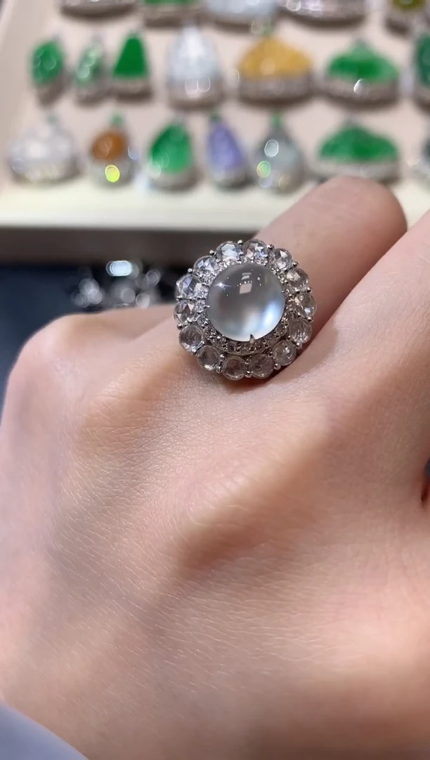 【闪购商品】翡翠戒指18K金镶嵌A93翡翠