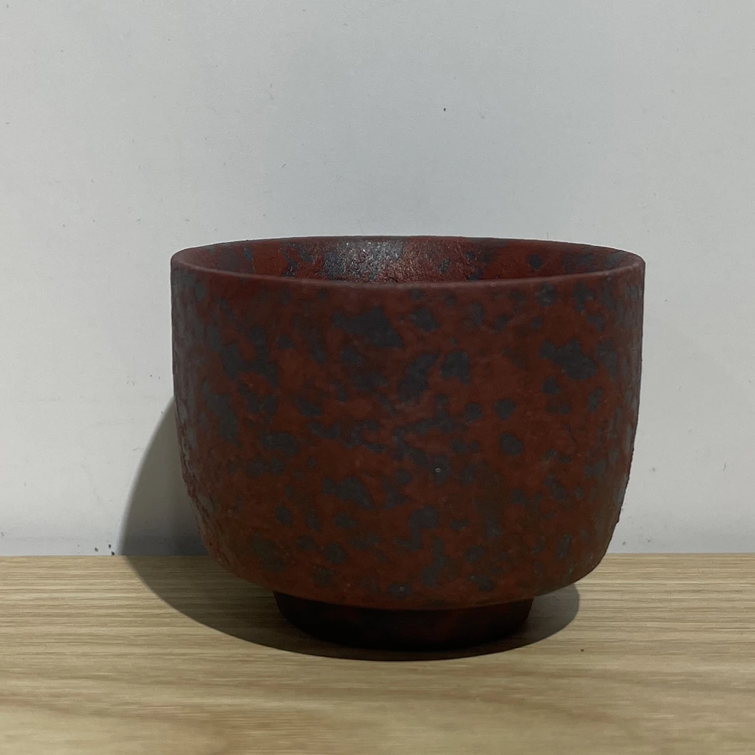 闻兮茶器赭石故宫红粗陶主人杯高档陶瓷茶杯品茗杯