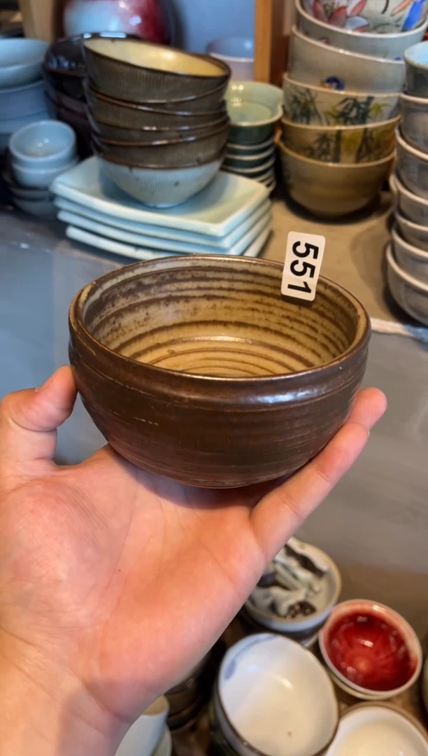 【闪购商品】瓷片551窑变棕手工螺纹碗
