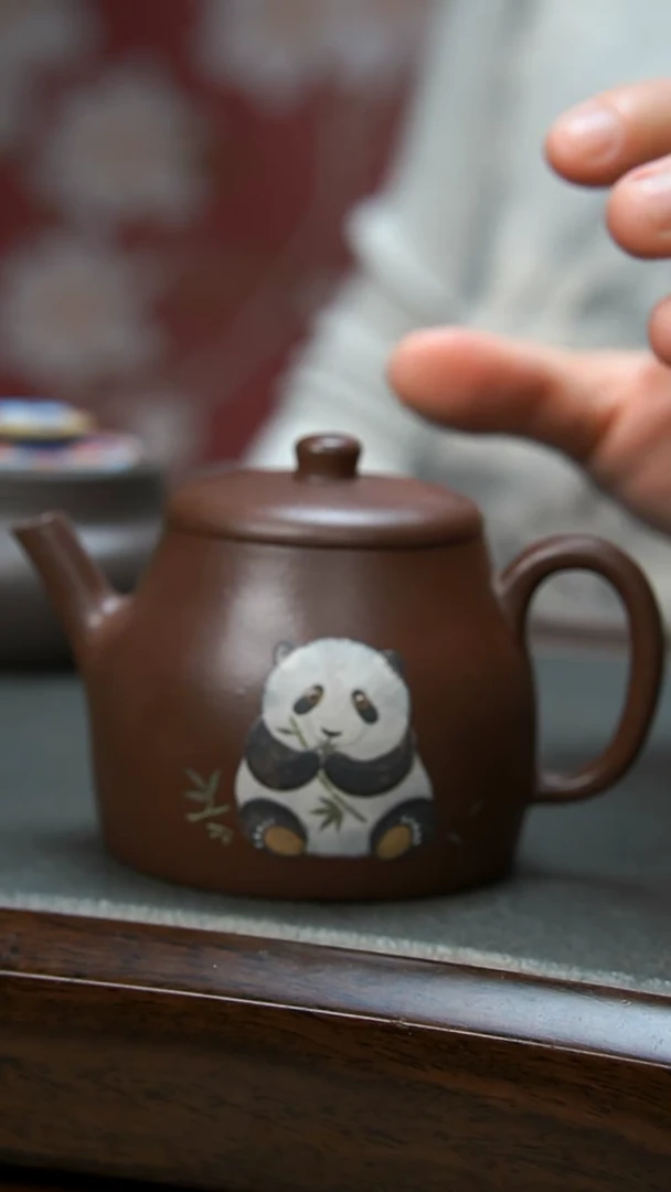 【闪购商品】紫砂茶壶紫泥熊猫壶微瑕