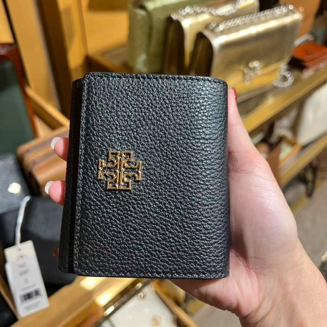 Tory Burch/汤丽柏琦黑色 短款钱包荔枝纹皮