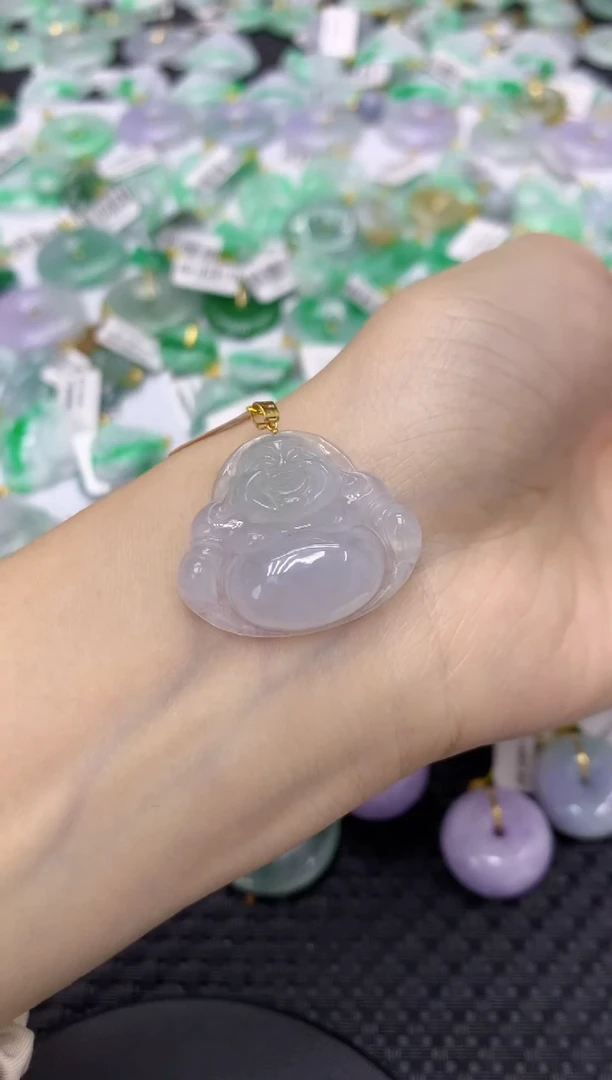 翡翠18K金镶嵌颈饰再****吧天然缅甸翡翠A货