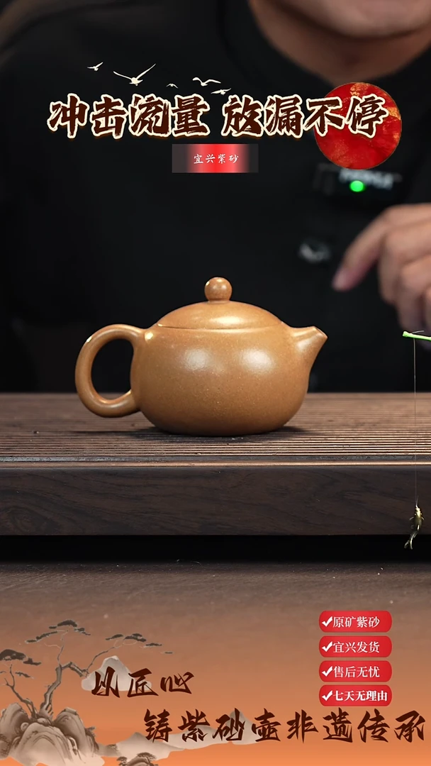 茶壶紫砂宜兴原矿紫砂壶 西施 200cc 黄金段