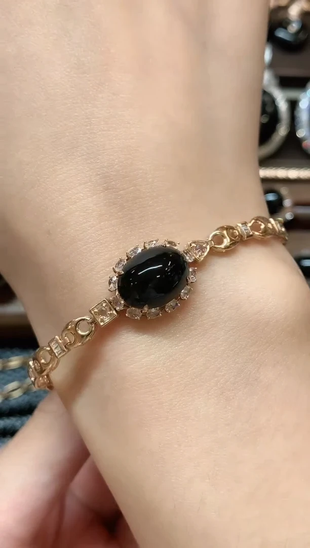 18K金镶嵌手链翡翠a121无鉴赏