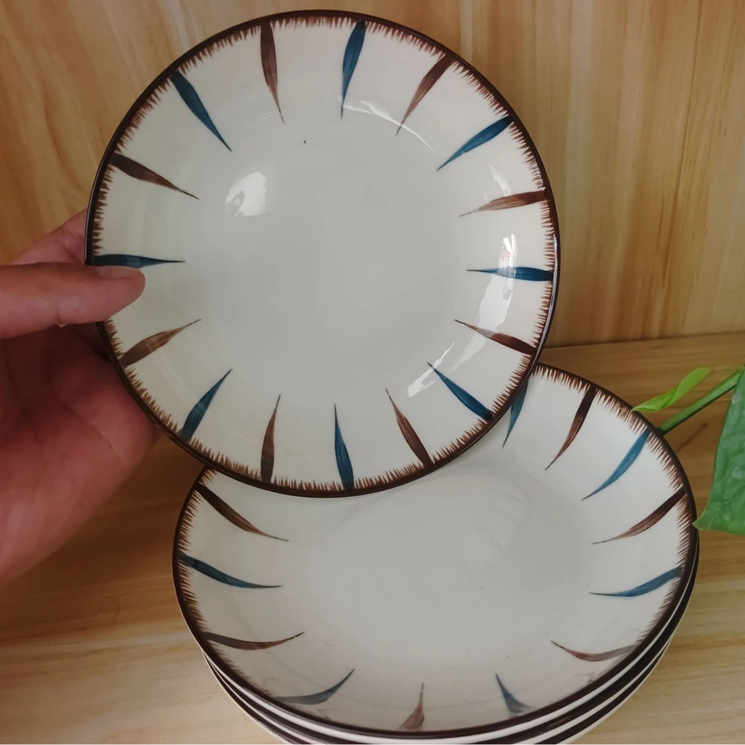 纤草7英寸盘6只盘子创意日式手绘小盘