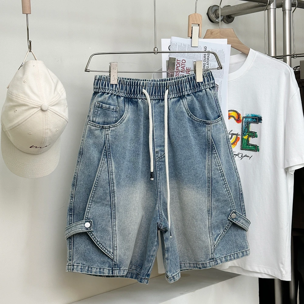 KOOK直筒休闲夏季宽松潮流复古韩版牛仔裤裤子时尚百搭水洗短裤