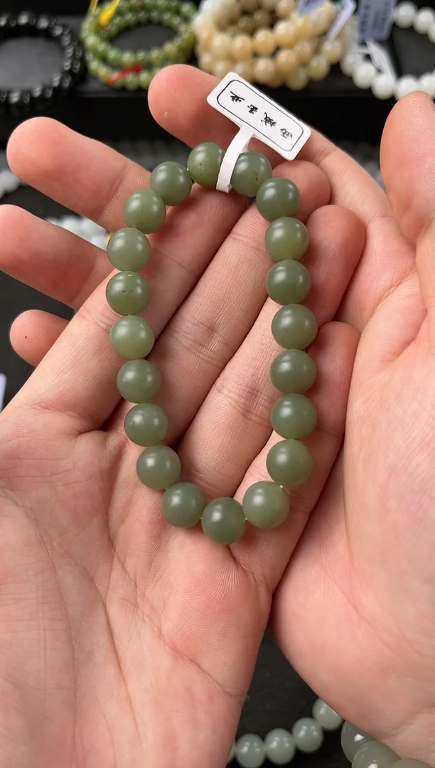 【闪购商品】和田玉手串未镶嵌若羌青黄口手串卡10微色差