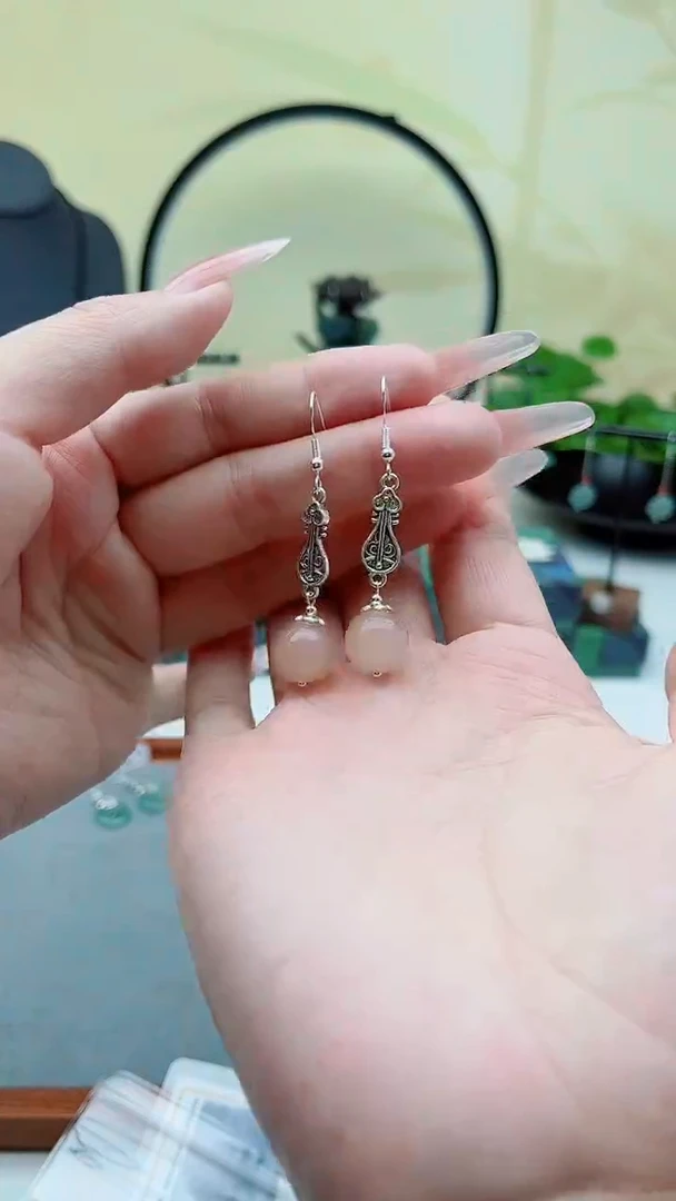 未镶嵌耳饰玛瑙/玉髓00藕粉琵琶