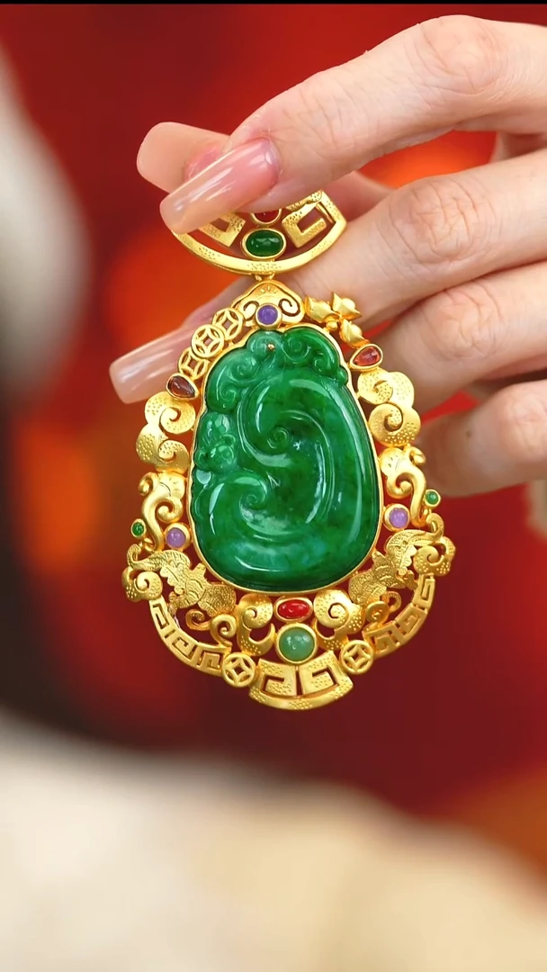 吊坠(不含链)银S925镶嵌翡翠新款