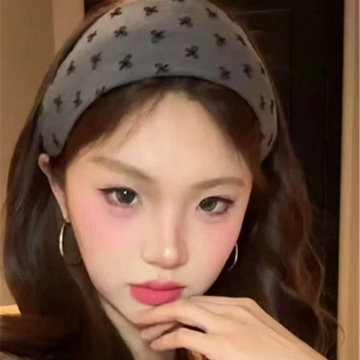 格蕾系灰色蝴蝶结发带式发箍女高颅顶头箍洋气时尚压发卡发箍百搭