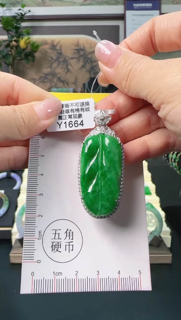 颈饰18K金镶嵌翡翠Y1664叶