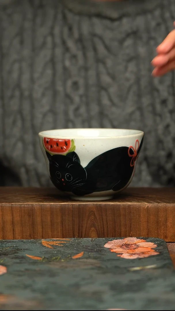 杯釉下彩手工手绘同款陶器