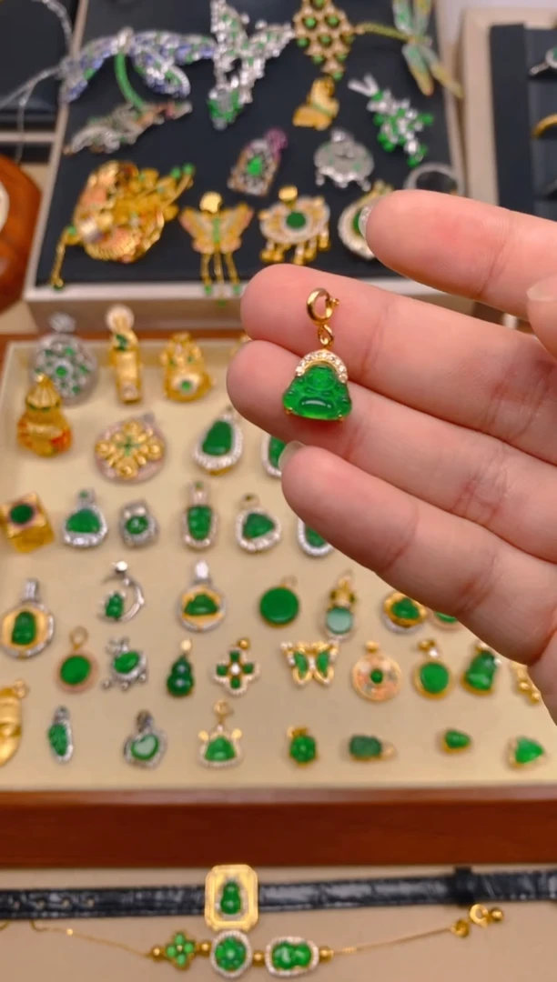 翡翠银S925镶嵌吊坠(不含链)佛公万能扣