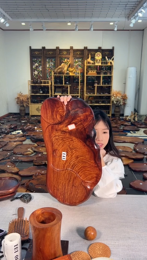 【闪购商品】大果紫檀（缅甸花梨）茶盘141