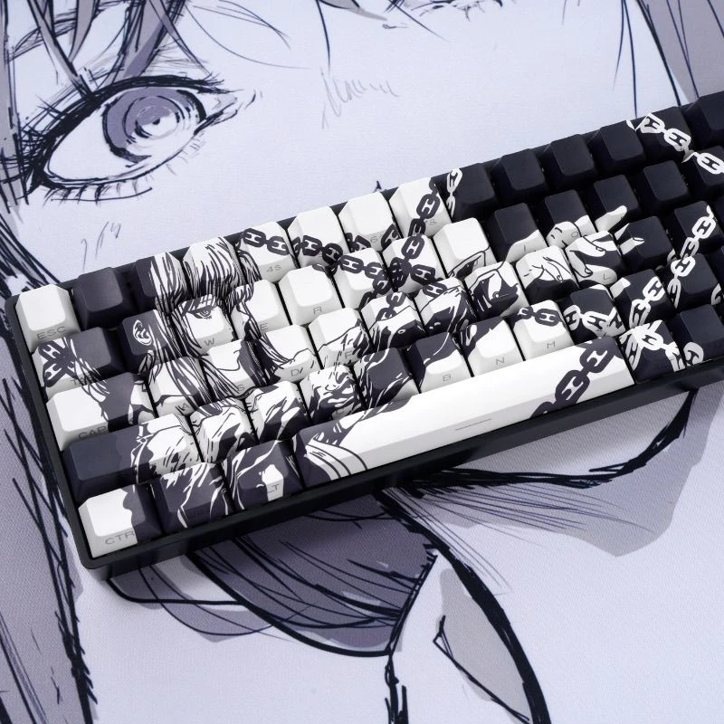 电锯人玛奇玛花朵130+原厂正侧刻键帽PBT适配wooting60MAD68键盘