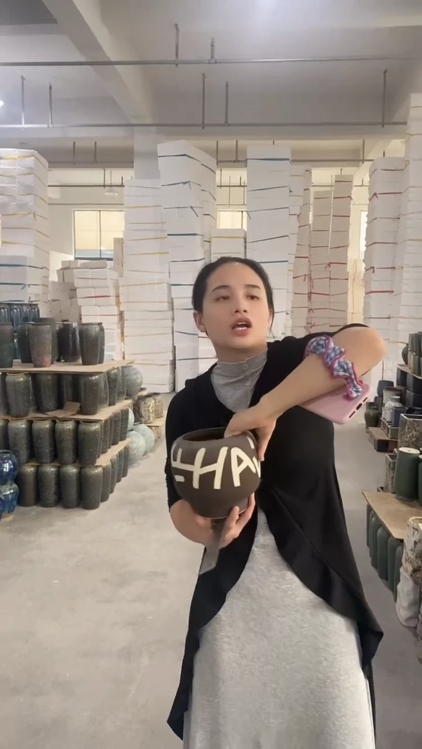 摆件景德镇高温陶瓷花盆9（口径11*高度15