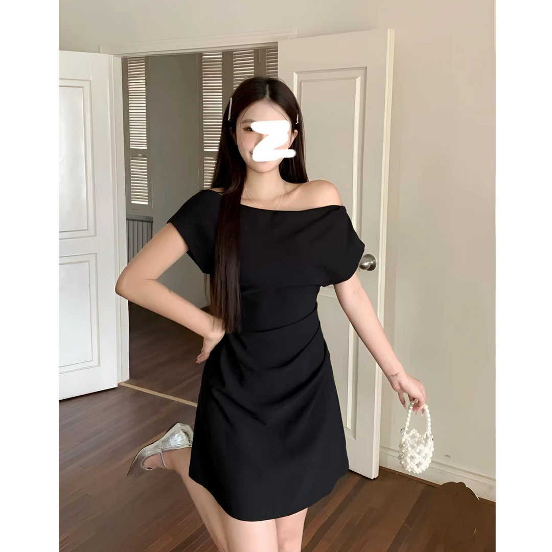 【多米加】优雅气质一衣三穿轻奢高定弹力显瘦收腰抽褶连衣裙