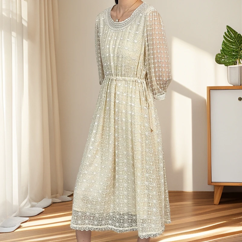 【蚕丝高定】设计师高定桑蚕丝真丝连衣裙 E5292