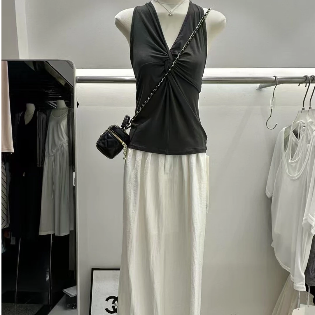 白色裤子气质设计感女装宽松阔腿裤百搭高腰慵懒白裤显高显瘦