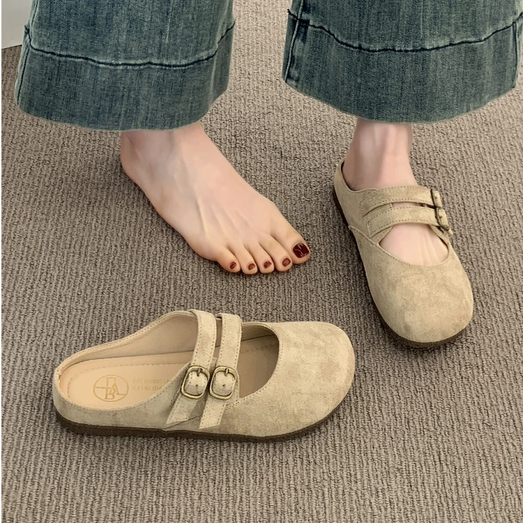 勃肯鞋包头半拖鞋女外穿2025新款春夏季凉拖懒人一脚蹬轻奢鞋子