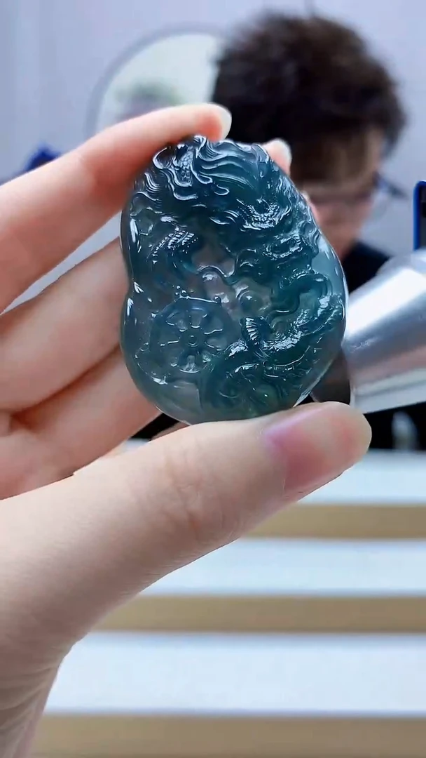 未镶嵌定制翡翠4688zm-毛货挂件龙牌103