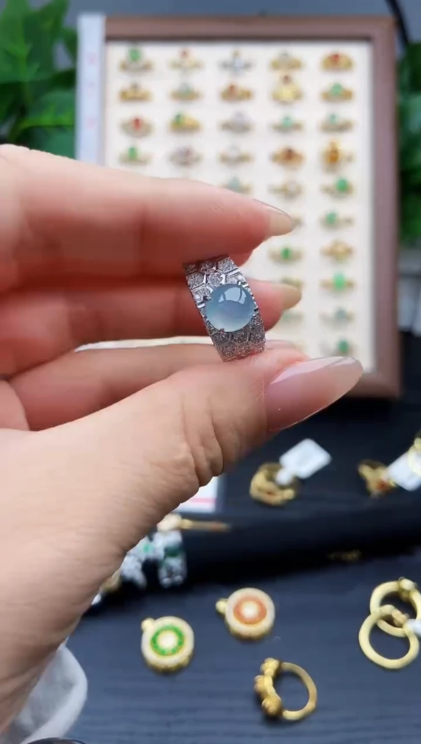 银S925镶嵌戒指翡翠少***纲12