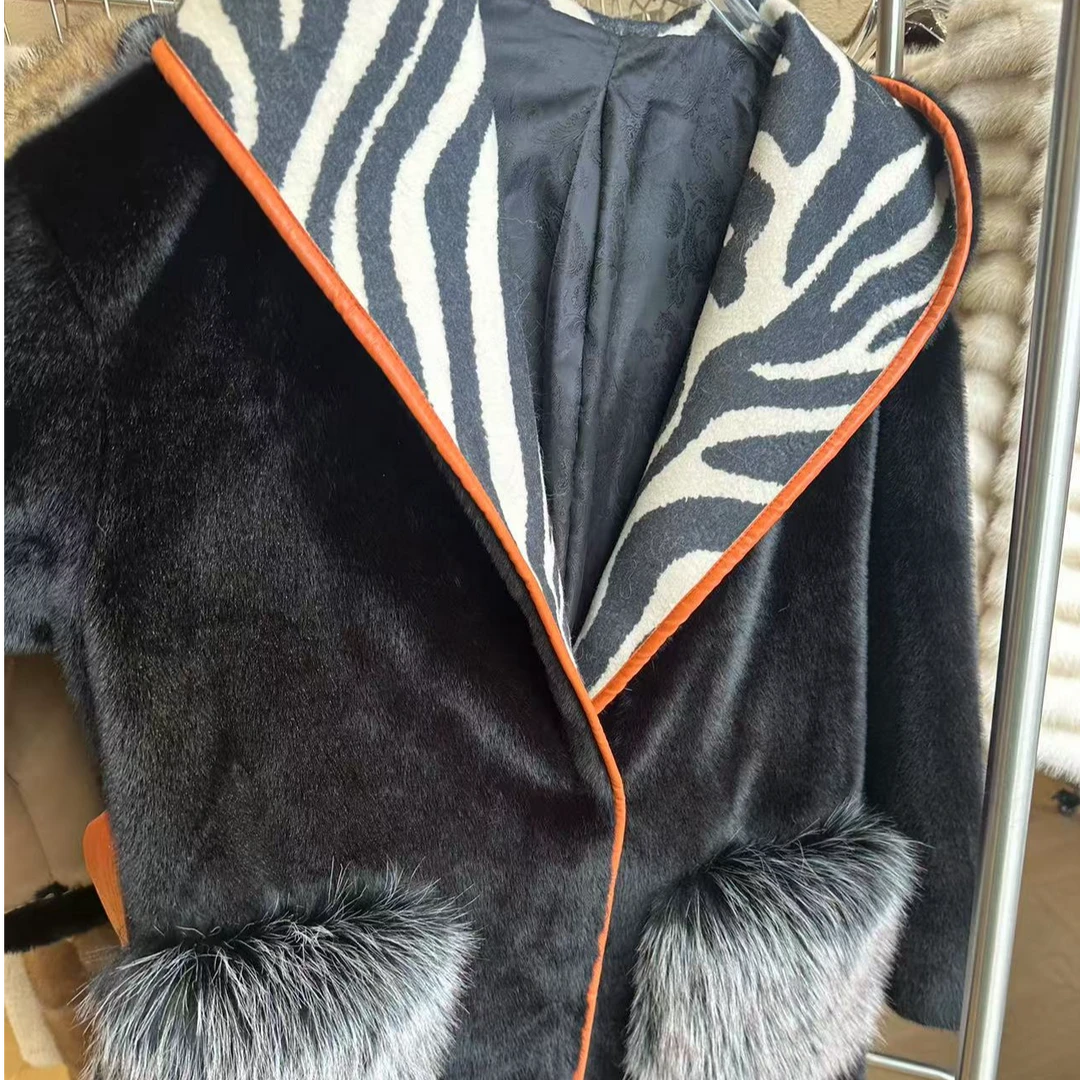 2024秋冬新款巴黎时尚设计师大长款毛毛外套013