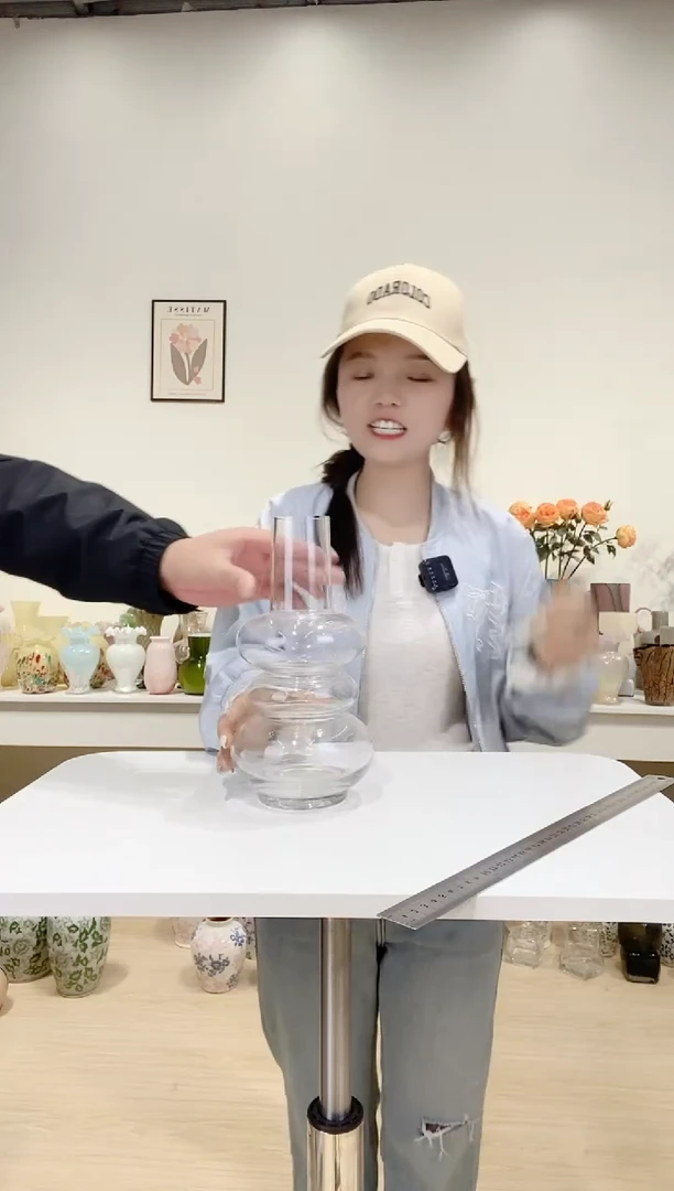 花潮明透明玻璃花瓶