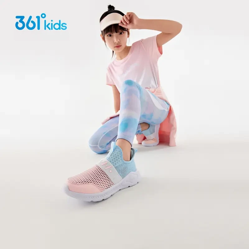 361°儿童运动跑步鞋男童女童2025年夏季网面中大童透气一脚蹬