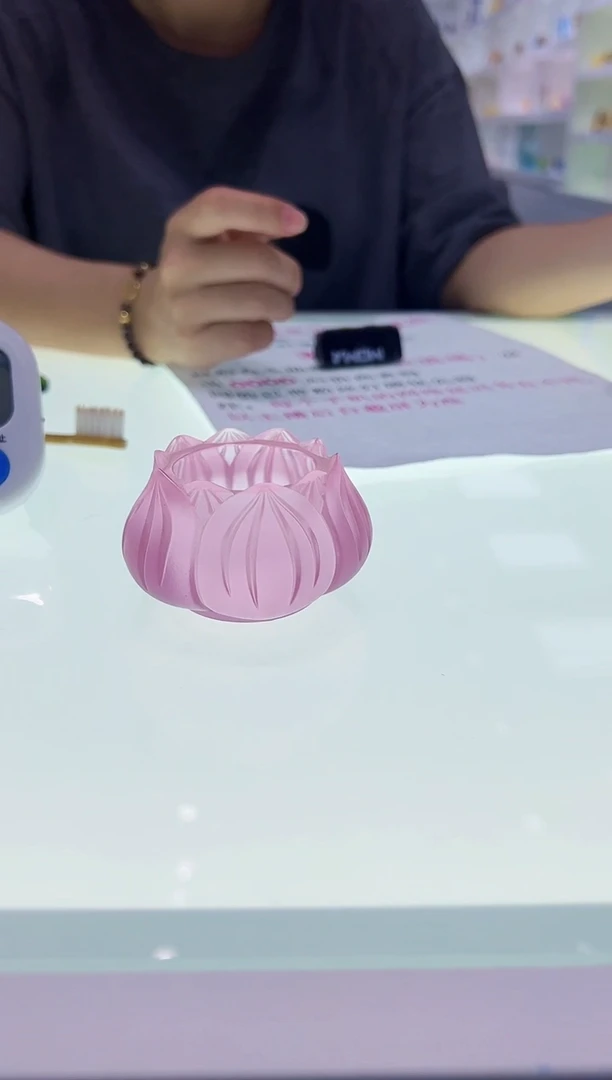 【闪购商品】泥塑古法琉璃粉色莲花烛台摆件