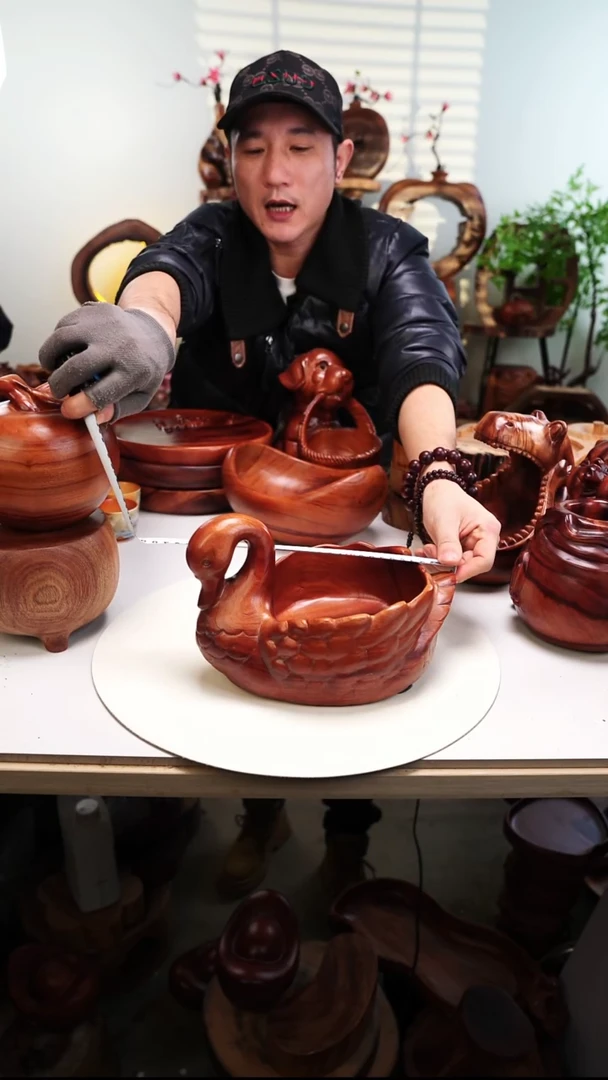 木香樟木摆件/天鹅果盆