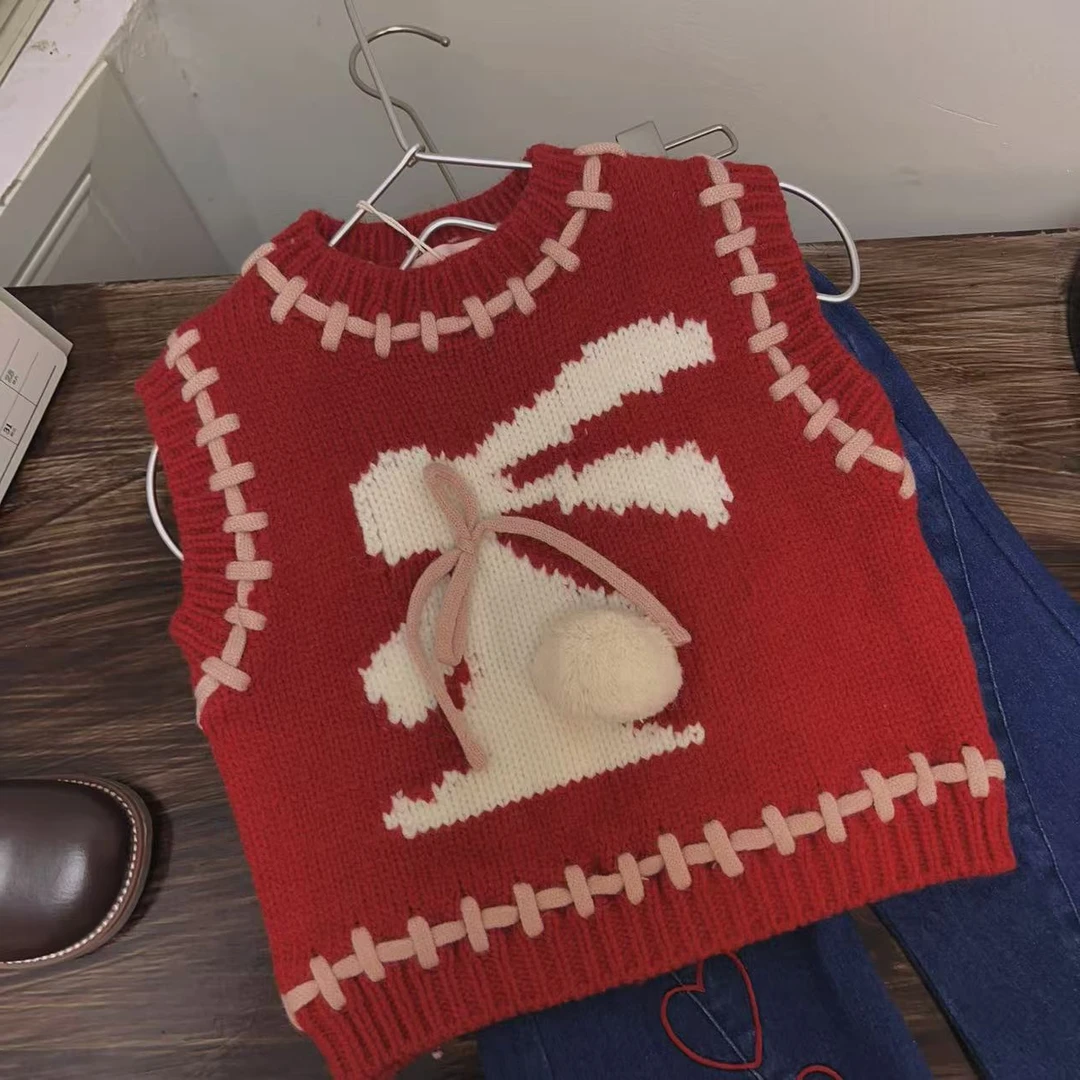 PM008女童立体尾巴圆领马甲