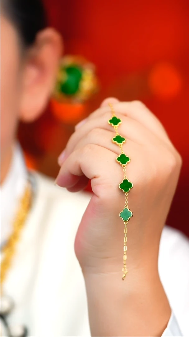 银S925镶嵌手链翡翠新款