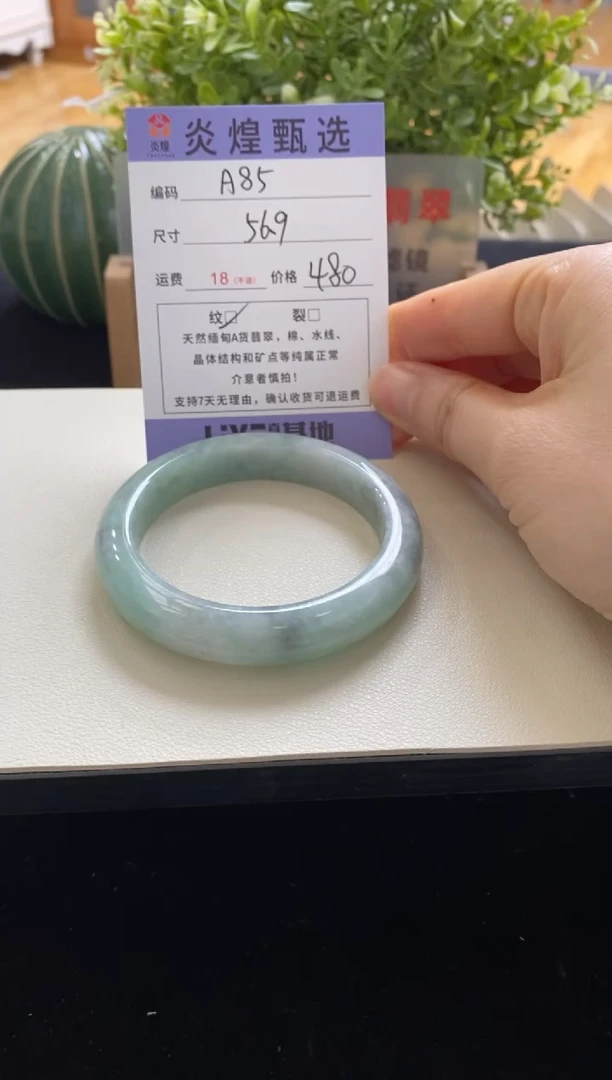 未镶嵌手镯翡翠圈口57编码a85